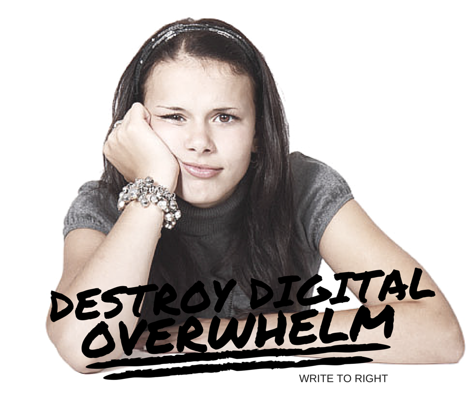 A girl overwhelmed by digital platforms, with a hand on her face, strives to destroy the excessive load.