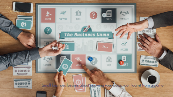 A group of people participating in the business game while striving to know their audience.