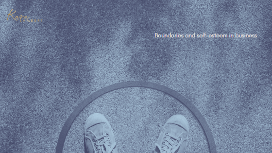 An image of a person standing on a circle with a pair of shoes, representing personal boundaries and self-esteem.